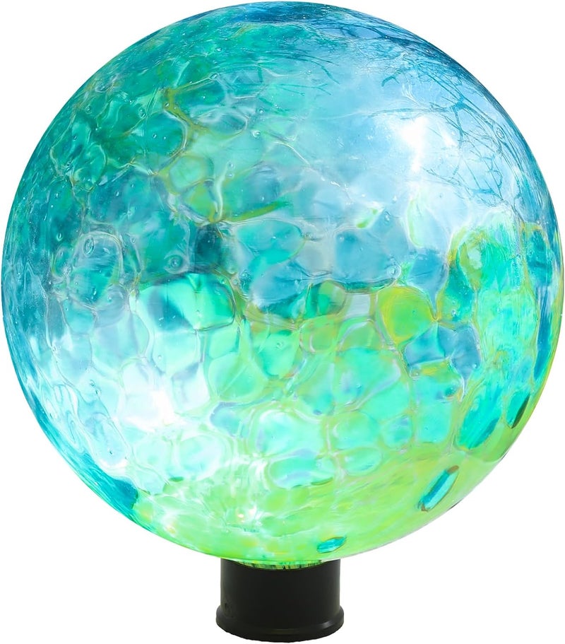 VCUTEKA Gazing Ball, Glass Gazing Balls Sphere for Garden Lawn Outdoor Ornament Yard Decorative, Blue Swirl, 10" - Image 1